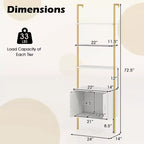 Costway 2PCS 72.5 Tall Bookshelf 5 Tier Wall Mount Ladder Bookcase w/ Cabinet