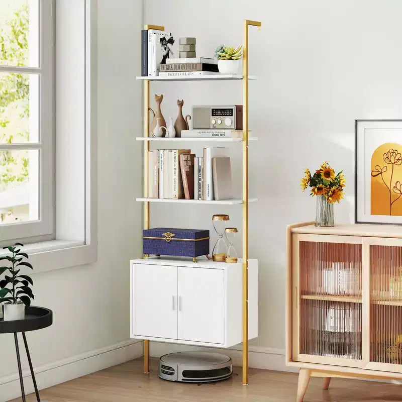 Costway 2PCS 72.5 Tall Bookshelf 5 Tier Wall Mount Ladder Bookcase w/ Cabinet