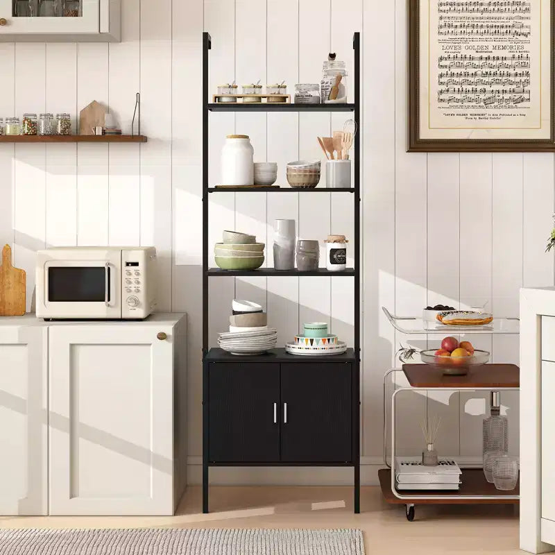 Costway 2PCS 72.5 Tall Bookshelf 5 Tier Wall Mount Ladder Bookcase w/ Cabinet