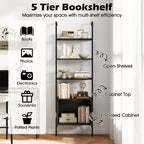Costway 2PCS 72.5 Tall Bookshelf 5 Tier Wall Mount Ladder Bookcase w/ Cabinet