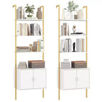 Costway 2PCS 72.5 Tall Bookshelf 5 Tier Wall Mount Ladder Bookcase w/ Cabinet