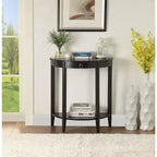 GDFStudio Dain Modern Wooden Half Moon Console Table with 1 Open Shelf
