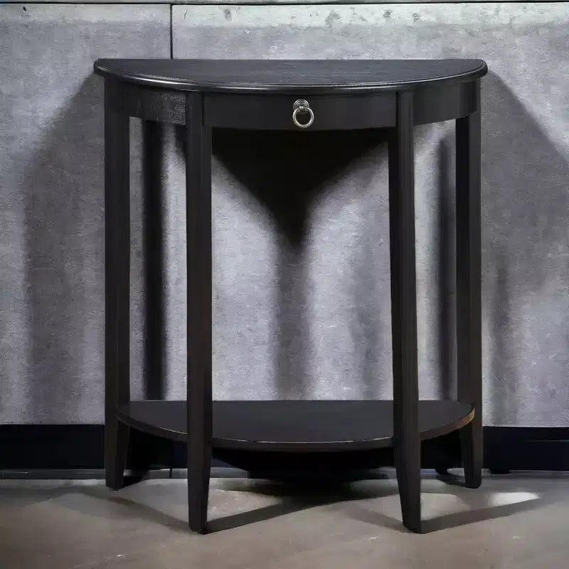 GDFStudio Dain Modern Wooden Half Moon Console Table with 1 Open Shelf