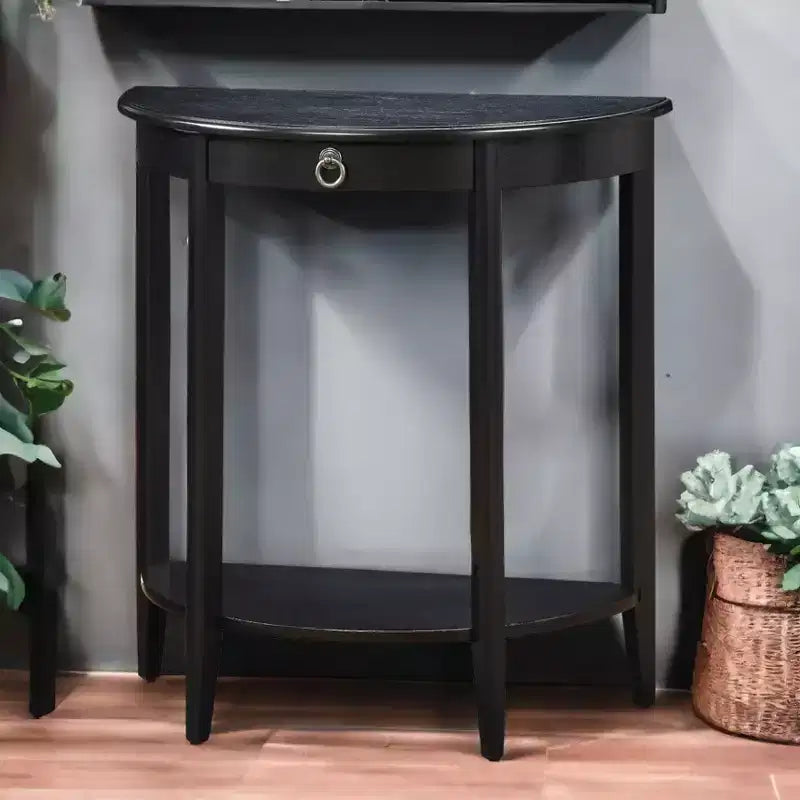 GDFStudio Dain Modern Wooden Half Moon Console Table with 1 Open Shelf
