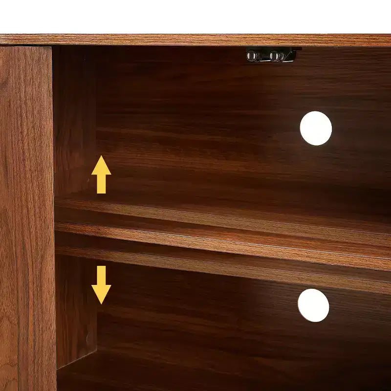 Okak Vertical Striped Wooden Buffet Sideboard Storage Cabinet TV Stand,Curved Corner Pantry Cabinets for Dining Room,Kitchen
