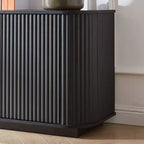 Okak Vertical Striped Wooden Buffet Sideboard Storage Cabinet TV Stand,Curved Corner Pantry Cabinets for Dining Room,Kitchen