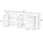 Okak Vertical Striped Wooden Buffet Sideboard Storage Cabinet TV Stand,Curved Corner Pantry Cabinets for Dining Room,Kitchen