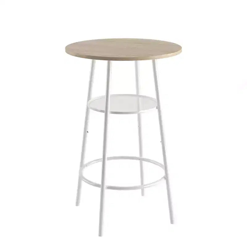 Modern 3-Piece Bistro Set, Round Bar Table with Partition & Backrest Stools, Pub Dining Table Set for Home Kitchen or Breakfast Nook White