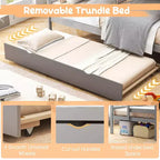 Costway Twin over Twin Wooden Bunk Bed w/ Trundle Storage Stairs Convertible