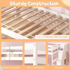 Costway Twin over Twin Wooden Bunk Bed w/ Trundle Storage Stairs Convertible