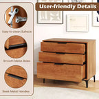 Costway 3-Drawer Dresser w/ Metal Support Legs & Anti-tipping Kit for Bedroom Cherry