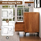 Costway 3-Drawer Dresser w/ Metal Support Legs & Anti-tipping Kit for Bedroom Cherry