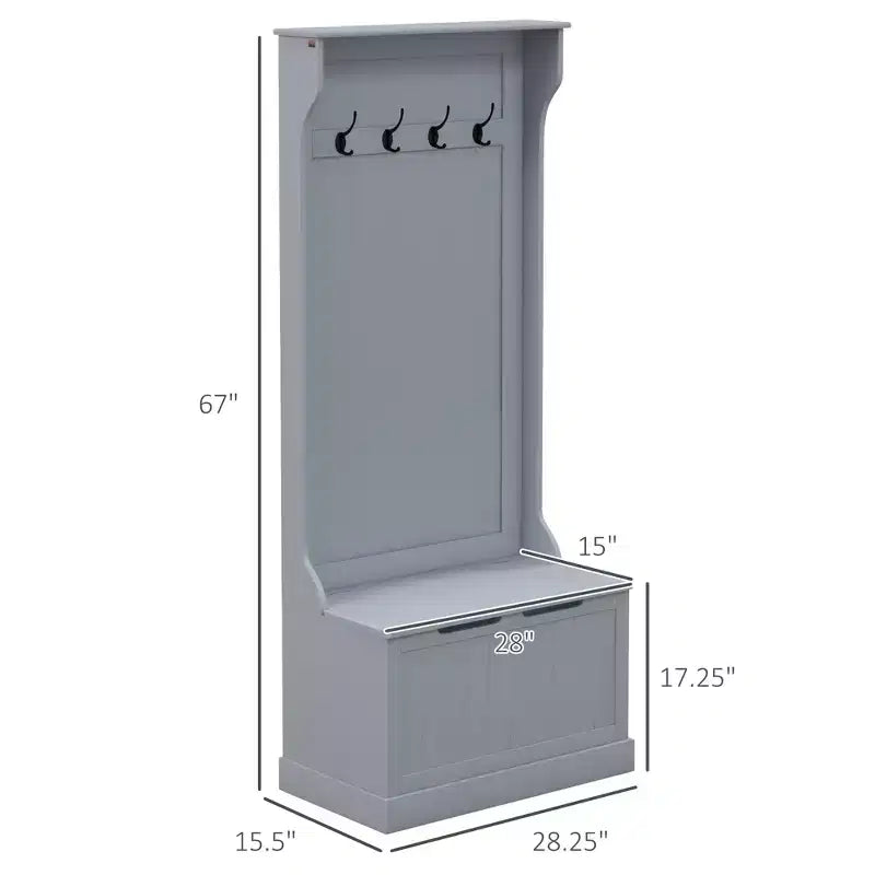 Entryway Hall Tree with Coat Rack and Sitting Bench, Mudroom Bench with Storage, and Hooks