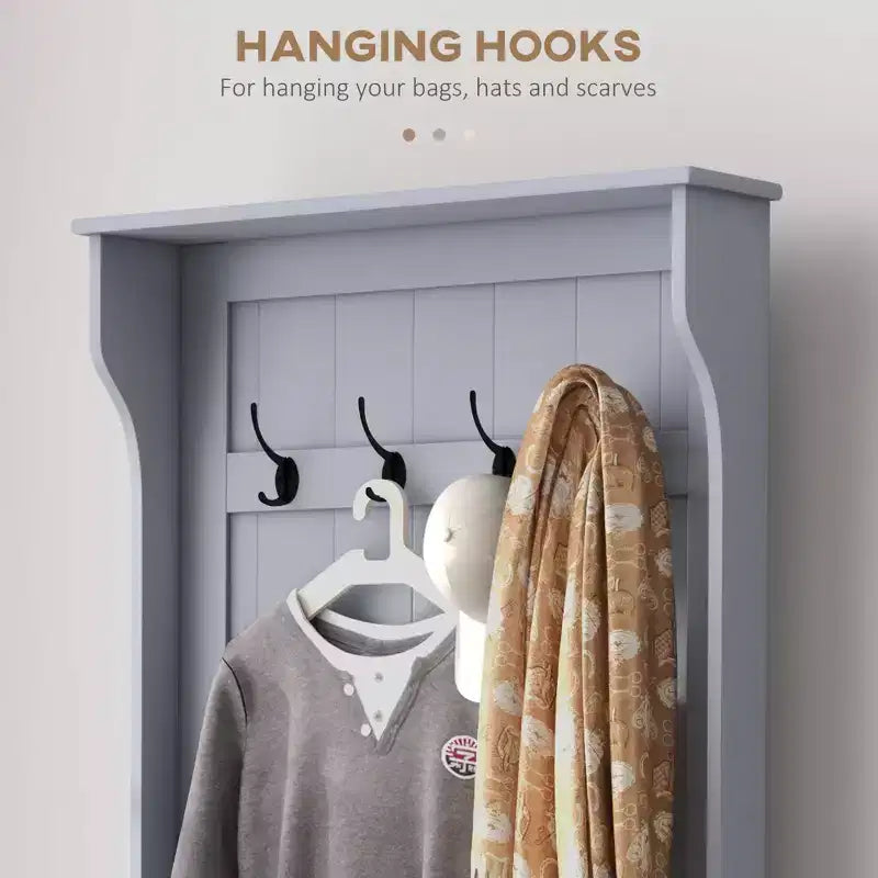Entryway Hall Tree with Coat Rack and Sitting Bench, Mudroom Bench with Storage, and Hooks