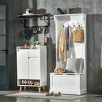 Entryway Hall Tree with Coat Rack and Sitting Bench, Mudroom Bench with Storage, and Hooks