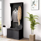 Entryway Hall Tree with Coat Rack and Sitting Bench, Mudroom Bench with Storage, and Hooks