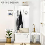 Entryway Hall Tree with Coat Rack and Sitting Bench, Mudroom Bench with Storage, and Hooks