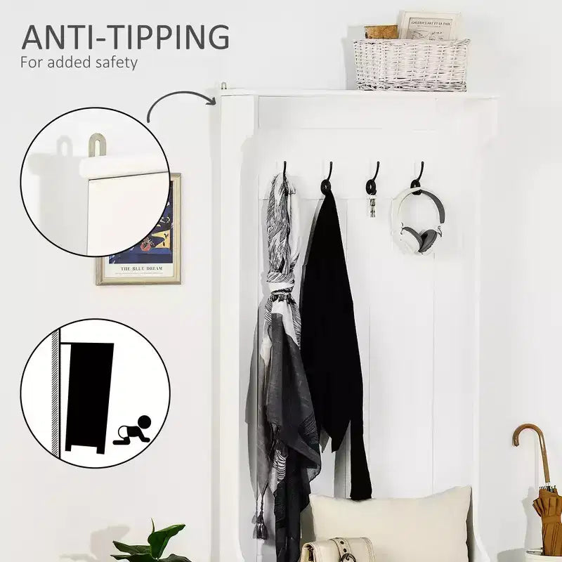 Entryway Hall Tree with Coat Rack and Sitting Bench, Mudroom Bench with Storage, and Hooks