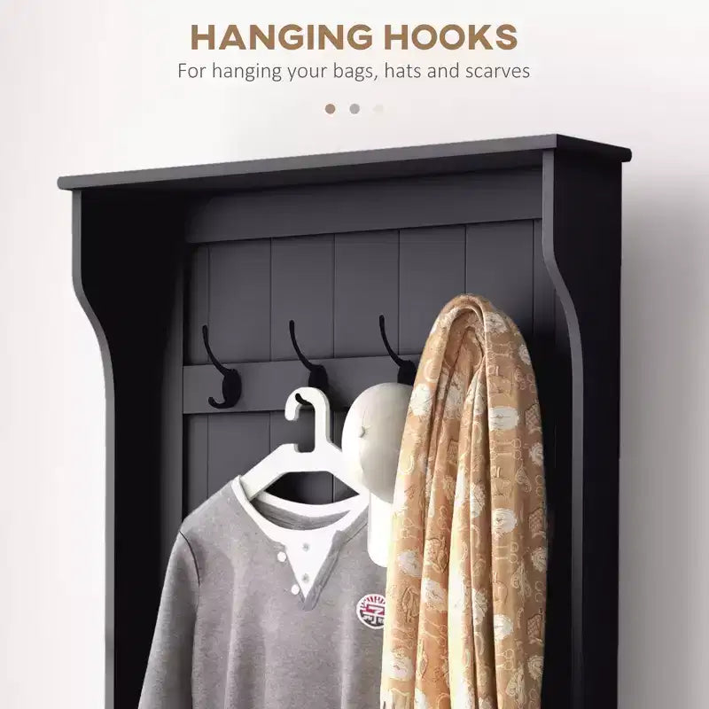 Entryway Hall Tree with Coat Rack and Sitting Bench, Mudroom Bench with Storage, and Hooks