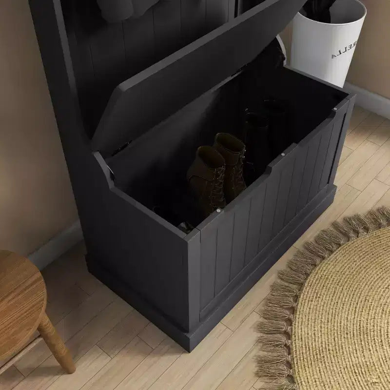 Entryway Hall Tree with Coat Rack and Sitting Bench, Mudroom Bench with Storage, and Hooks