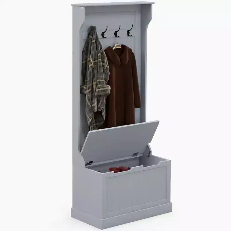 Entryway Hall Tree with Coat Rack and Sitting Bench, Mudroom Bench with Storage, and Hooks