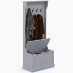 Entryway Hall Tree with Coat Rack and Sitting Bench, Mudroom Bench with Storage, and Hooks