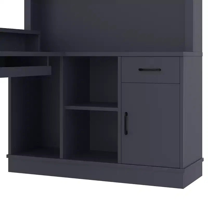 Bellemave L-Shaped Gaming Desk with outlet, Drawers, Bookshelf, L-Shaped Study Table Writing Desk for Corner