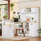 Bellemave L-Shaped Gaming Desk with outlet, Drawers, Bookshelf, L-Shaped Study Table Writing Desk for Corner