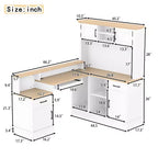 Bellemave L-Shaped Gaming Desk with outlet, Drawers, Bookshelf, L-Shaped Study Table Writing Desk for Corner