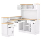 Bellemave L-Shaped Gaming Desk with outlet, Drawers, Bookshelf, L-Shaped Study Table Writing Desk for Corner