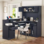 Bellemave L-Shaped Gaming Desk with outlet, Drawers, Bookshelf, L-Shaped Study Table Writing Desk for Corner