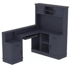 Bellemave L-Shaped Gaming Desk with outlet, Drawers, Bookshelf, L-Shaped Study Table Writing Desk for Corner