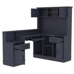 Bellemave L-Shaped Gaming Desk with outlet, Drawers, Bookshelf, L-Shaped Study Table Writing Desk for Corner