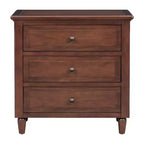 28 Modern 3-Drawer Nightstand, Elegant Bed Side Cabinet with Metal Handles and Rubber Wood Legs - Panipeachy