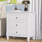 28 Modern 3-Drawer Nightstand, Elegant Bed Side Cabinet with Metal Handles and Rubber Wood Legs - Panipeachy