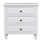 28 Modern 3-Drawer Nightstand, Elegant Bed Side Cabinet with Metal Handles and Rubber Wood Legs - Panipeachy