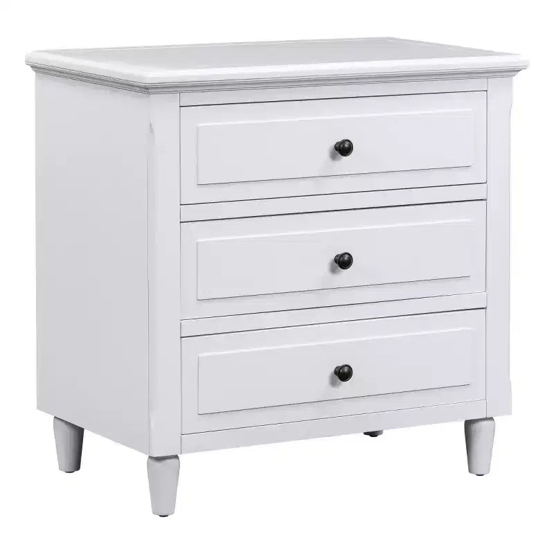 28 Modern 3-Drawer Nightstand, Elegant Bed Side Cabinet with Metal Handles and Rubber Wood Legs - Panipeachy