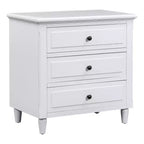 28 Modern 3-Drawer Nightstand, Elegant Bed Side Cabinet with Metal Handles and Rubber Wood Legs - Panipeachy