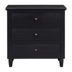 28 Modern 3-Drawer Nightstand, Elegant Bed Side Cabinet with Metal Handles and Rubber Wood Legs - Panipeachy