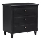 28 Modern 3-Drawer Nightstand, Elegant Bed Side Cabinet with Metal Handles and Rubber Wood Legs - Panipeachy