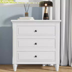 28 Modern 3-Drawer Nightstand, Elegant Bed Side Cabinet with Metal Handles and Rubber Wood Legs - Panipeachy