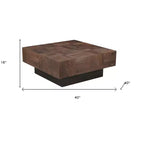 40 Brown and Black Solid Wood Square Block Coffee Table