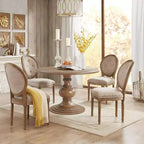GDFStudio Barron Farmhouse Wood 46 Round Dining Table with Diamond Veneer Top