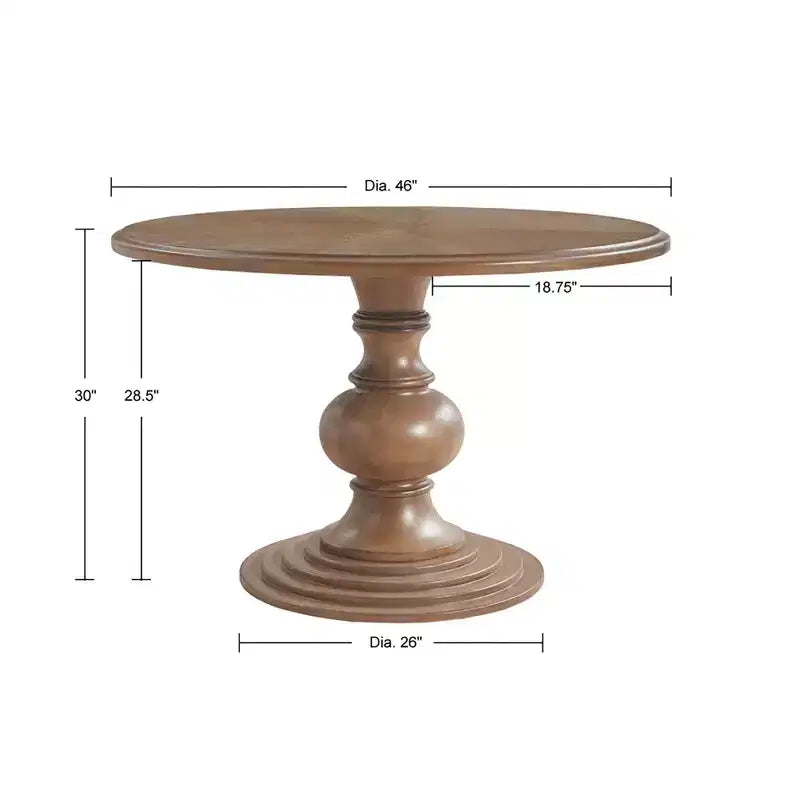 GDFStudio Barron Farmhouse Wood 46 Round Dining Table with Diamond Veneer Top