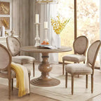 GDFStudio Barron Farmhouse Wood 46 Round Dining Table with Diamond Veneer Top