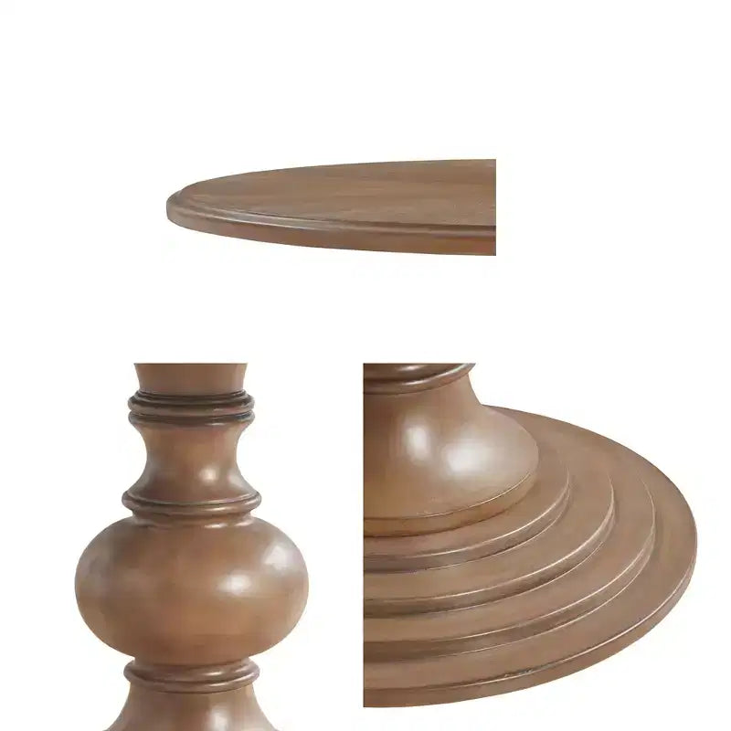 GDFStudio Barron Farmhouse Wood 46 Round Dining Table with Diamond Veneer Top
