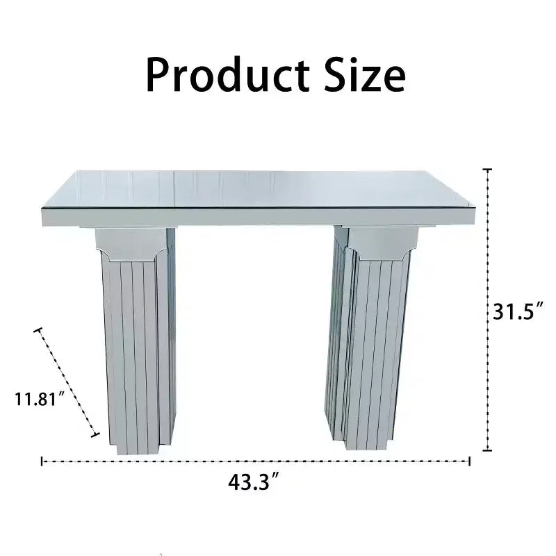 43 Mirrored Console Table, Entryway Table & Behind the Couch Table, Modern Rectangular Sofa Table for Living Room or Hallway-Panipeachy