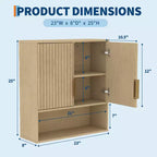 Wall Mounted Bathroom Storage Cabinet, 2-Tier over the Toilet Organizer, Waterproof Wooden Cabinet for Bathroom, Kitchen, Living Room