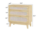 3 Drawer Rattan Dresser for Bedroom, Set of 2 Modern Wooden Dresser Chest with Handles for Bedroom,Anti-Tip Design,Hallway and Living Room
