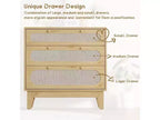 3 Drawer Rattan Dresser for Bedroom, Set of 2 Modern Wooden Dresser Chest with Handles for Bedroom,Anti-Tip Design,Hallway and Living Room